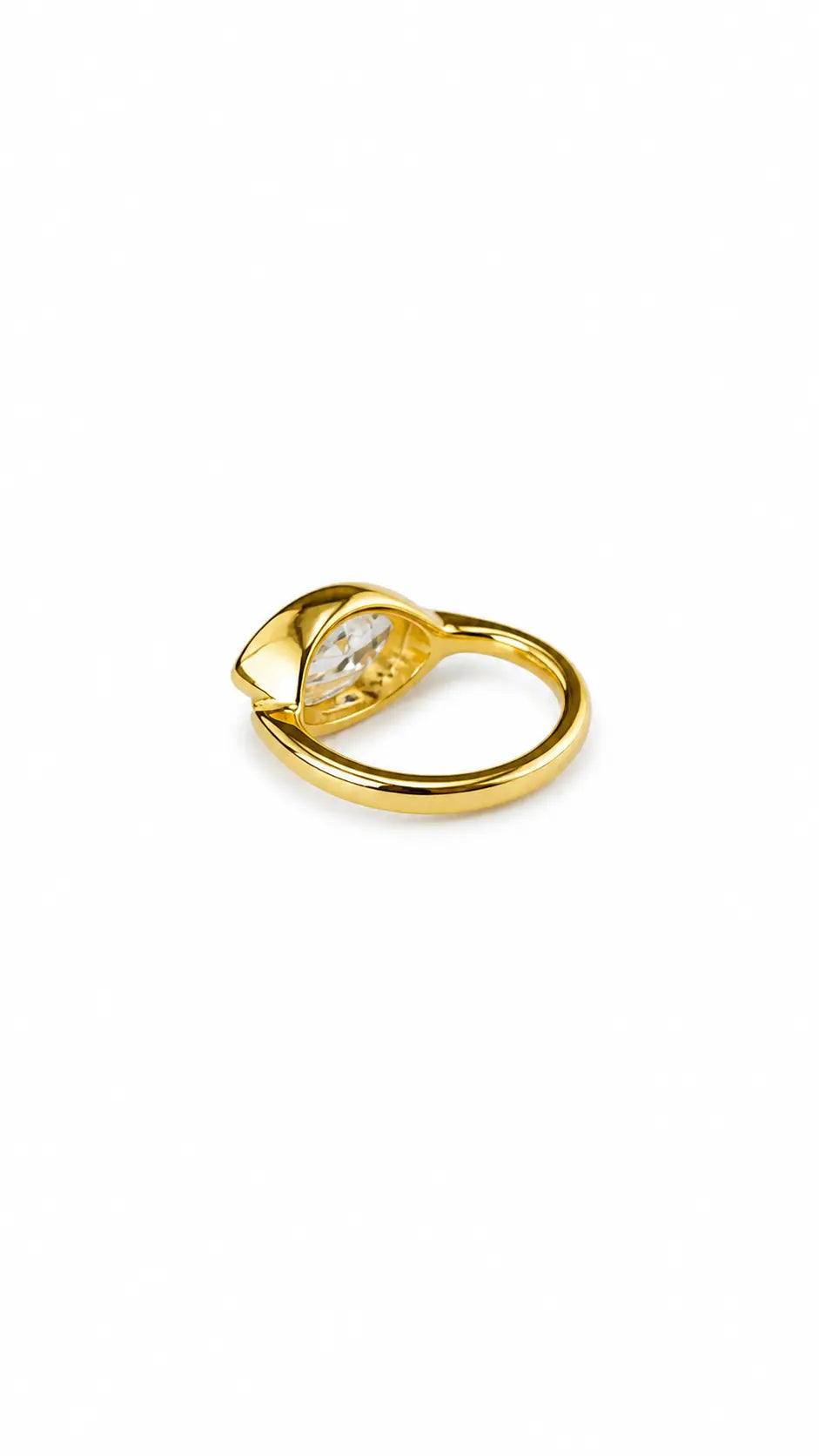 ANEL NAVETE ZIRCÔNIA B. OURO 18K DEDINHO