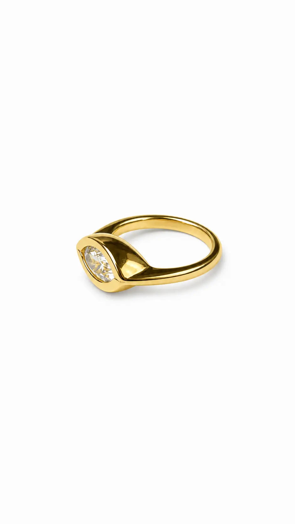 ANEL NAVETE ZIRCÔNIA B. OURO 18K DEDINHO