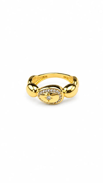 ANEL STAR COM ZIRCÔNIA B. OURO 18K