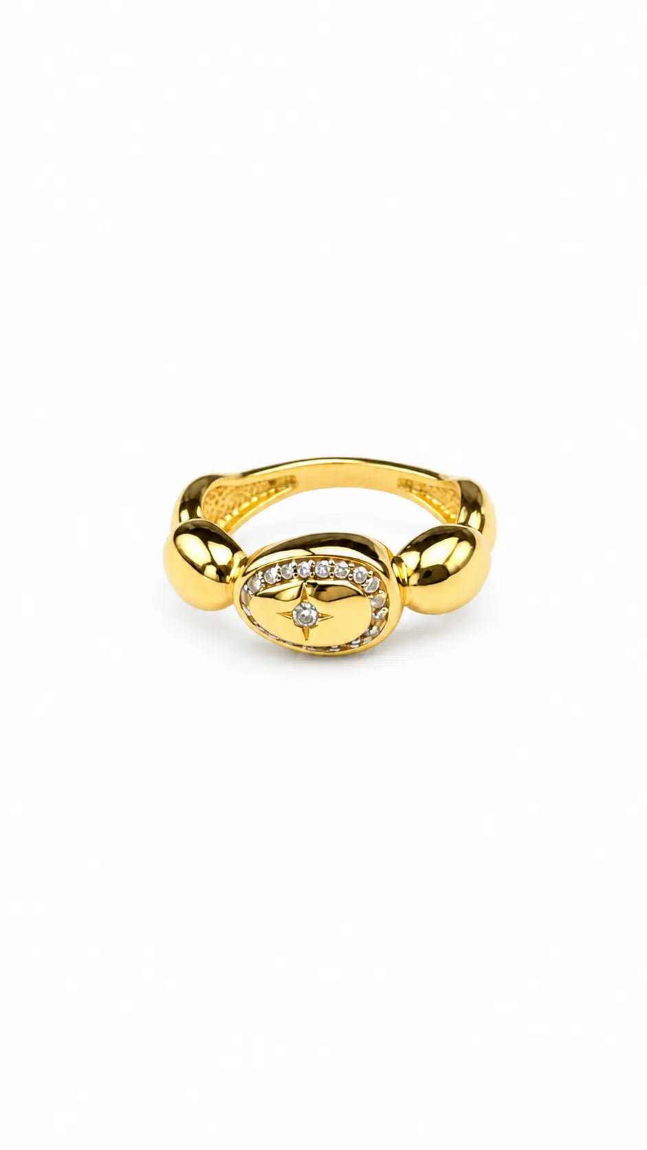 ANEL STAR COM ZIRCÔNIA B. OURO 18K
