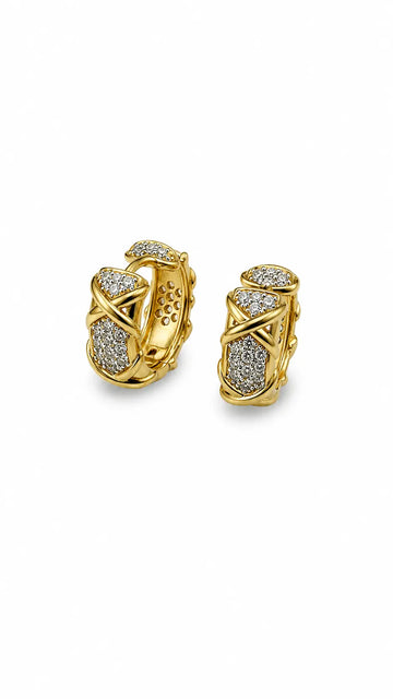 ARGOLA DE CLICK COM ZIRCÔNICAS B. OURO 18K