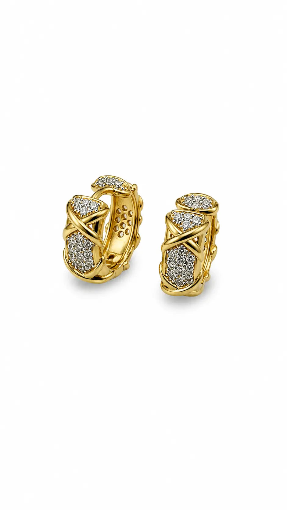 ARGOLA DE CLICK COM ZIRCÔNICAS B. OURO 18K